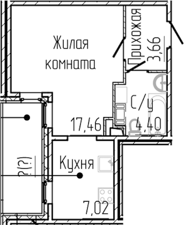 Квартира студия 32.54 м², 2/8 эт., ЖК «SERTOLOVO PARK»